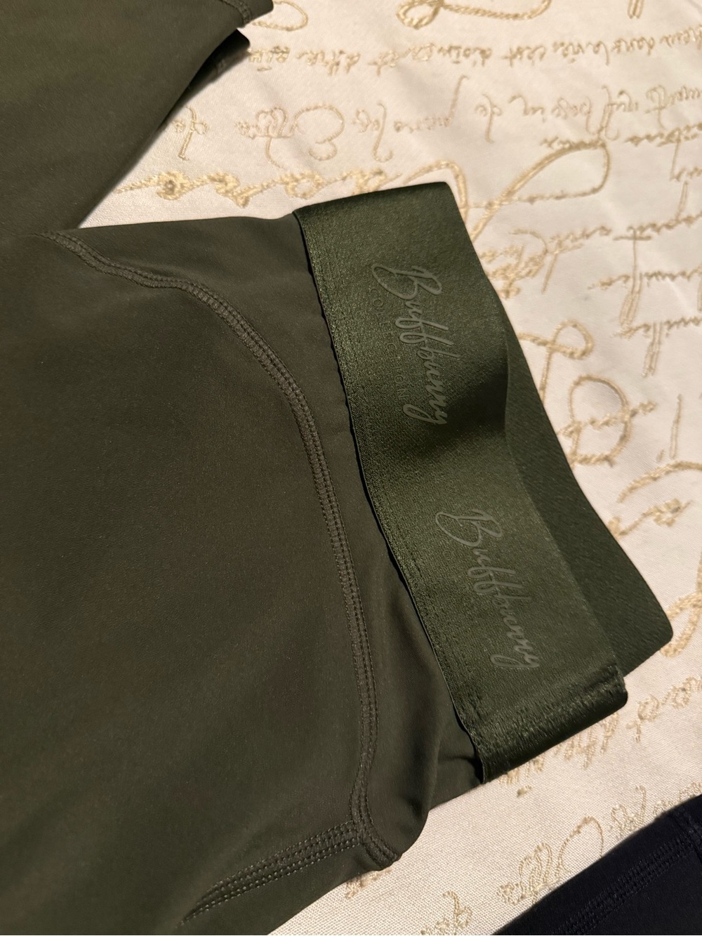 BuffBunny Olive Green Leggings with Branded Waistband - Picture 2 of 4